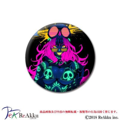 画像1: 缶バッジ44mm-ネオン髑髏 ドクラー-GODTAIL