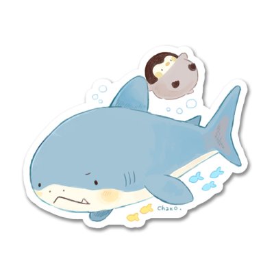 画像1: ホホジロザメとペンちゃん-fumika