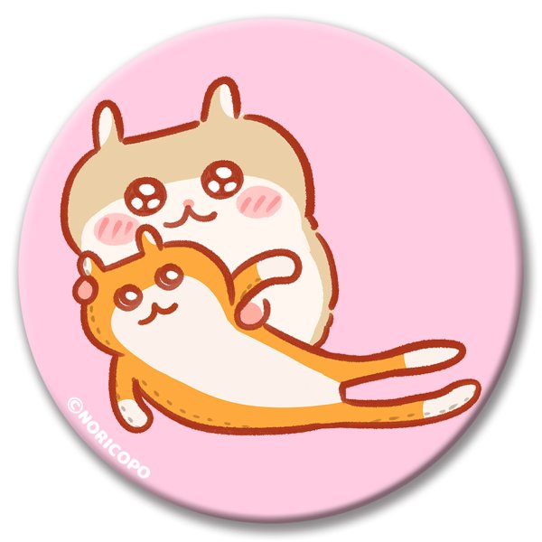 画像1: 缶バッジ75mm-コビハムちゃんとぬいぐるみ-NORICOPO (1)